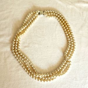 Estate sale Vintage Faux Three Strand Pearl Necklace